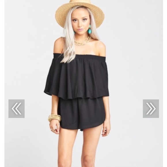 Show Me Your MuMu Black Off-Shoulder Romper - Picture 1 of 16
